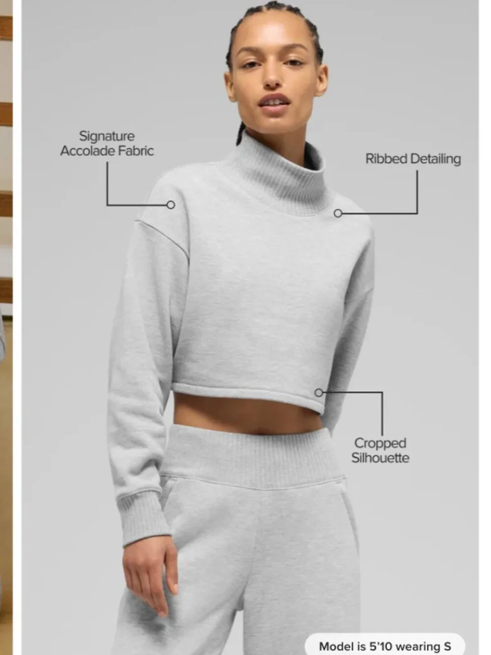 ALO Yoga Cropped Serenity Coverup Sweatshirt Heather Gray Women's Medium